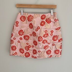 Lulu's Pink and Red Floral Mini Skirt